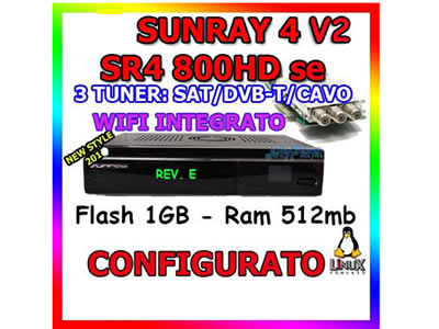 Sunray SUN800 HD SE with SIM2.2 Card  3 tuners satellite receiver  TV receiver