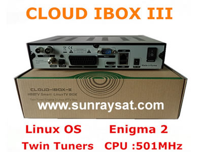 Cloud ibox 3 Twin Tuner DVB S2+DVB T2/C Full HD Decoder Linux Enigma 2 Receiver