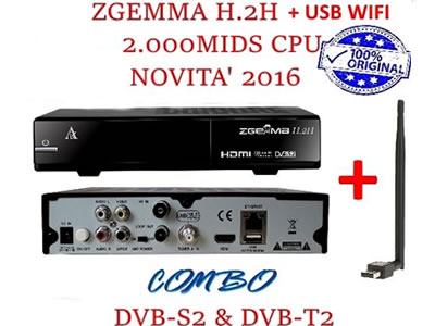 Zgemma Star H2H Decoder Satellitare S2&T2 Enigma2 Linux HD IPTV +ADATTATORE WIFI
